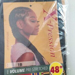 New X-pression Volume Pre-Stretched 48" Braid Hair African Collection Color 1B